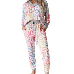 Flerfarvet V-hals Leopard Jogger st