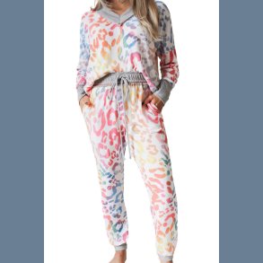 Flerfarvet V-hals Leopard Jogger st