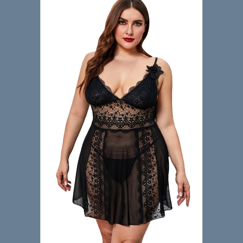Sort Babydoll Natkjole