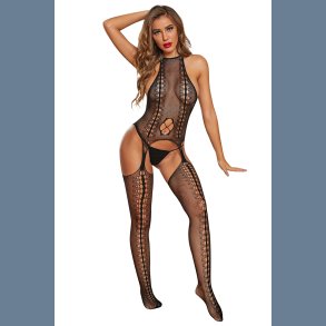 Sort Fiskenet udhulet Kropsstrmpe