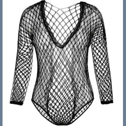 Hjskret dyb-V-blonder &amp; net-ryg Teddy