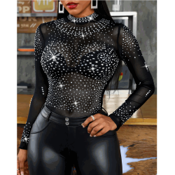 Langrmet Top Med Sten Sort