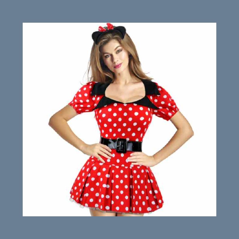 Minnie Mouse Prikker Korte rmer Mini Kjole