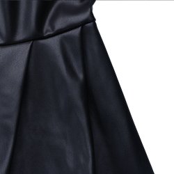 Vintage Style Zipped Up Pleated Leather Dress