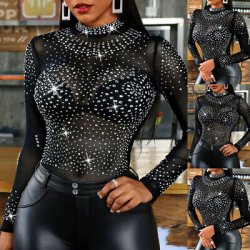 Langrmet Top Med Sten Sort