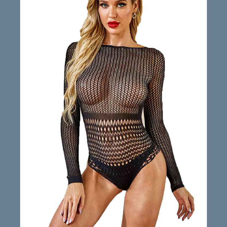 Sort Langrmet Blonde Net Teddy
