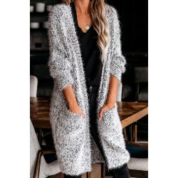 Fuzzy Strik Cardigan med Lommer 