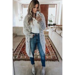 Fuzzy Strik Cardigan med Lommer 