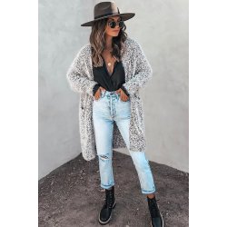 Fuzzy Strik Cardigan med Lommer 