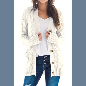 Hvid Strikket Cardigan 