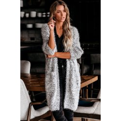 Fuzzy Strik Cardigan med Lommer 