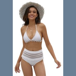 Pom Pom Bikini med Hj Talje 