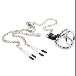 Justerbare Nippelklemmer med Penisring 