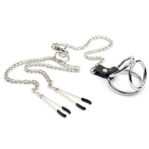 Justerbare Nippelklemmer med Penisring 