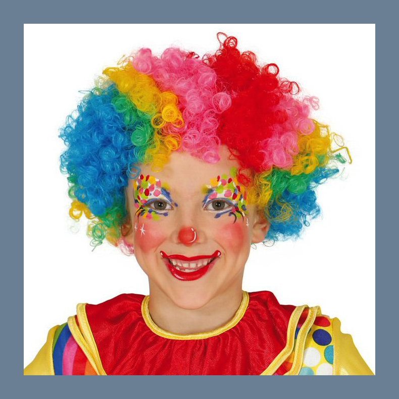 Regnbue Farvet Klovne Paryk Barn