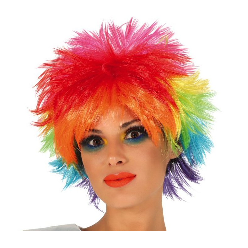 Regnbue Farvet Paryk