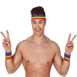 Regnbue Hndledsmanchetter og Pandebnd