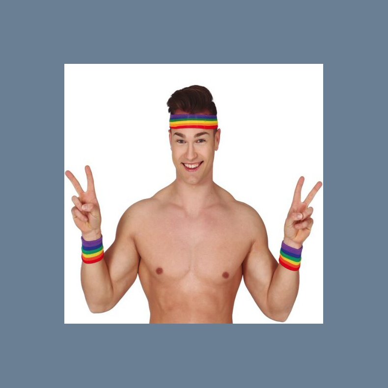 Regnbue Hndledsmanchetter og Pandebnd