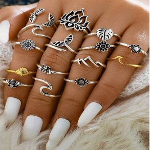 15stk Vintage Bee Lotus solsikkeringe 