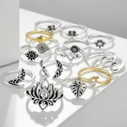 15stk Vintage Bee Lotus solsikkeringe 