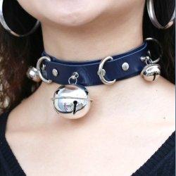 D Ring Punk Collar With Bell