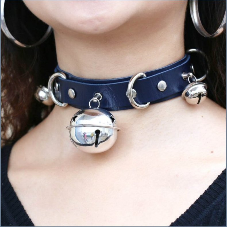 D Ring Punk Collar With Bell