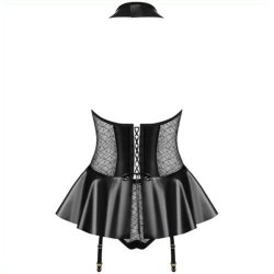 Haltered Front Hollowed-out Faux Leather Teddy