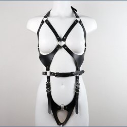 PU Punk Breast Cutout Harness