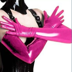 Farvet Wet Look Handsker.