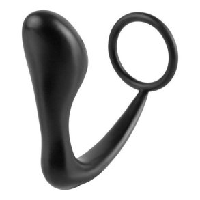 Sort Silikone Ass-Gasm Plug med Penisring