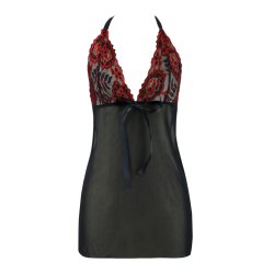 Sort Gennemsigtig Blonde Babydoll Natkjole