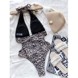 Badedragt High Leg Leopard