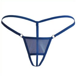Thin Strip Crotchless Spliced With Mesh Panty T-back