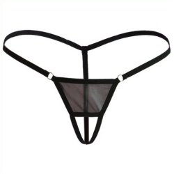 Thin Strip Crotchless Spliced With Mesh Panty T-back