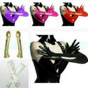 Farvet Wet Look Handsker.