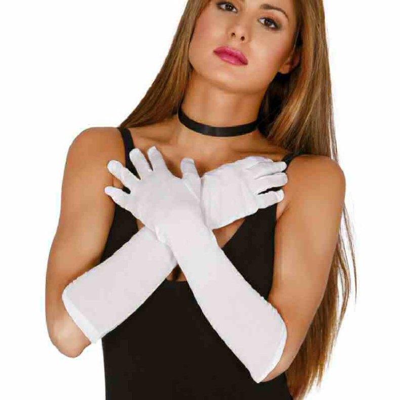 Lange Hvide Handsker - Handsker-Tasker - Kostumer og udklædning