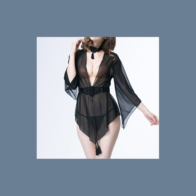 Sort Natkjole med Blte