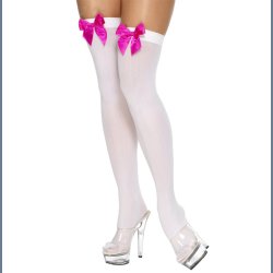 Selvsiddende Hvide Strmper Med Sljfe vlg farve