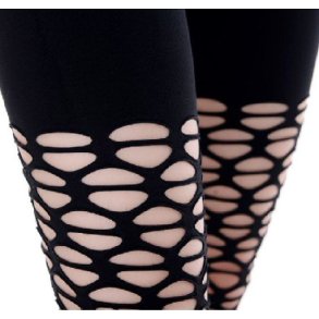 Sexede Sorte Hullede Strmpebukser