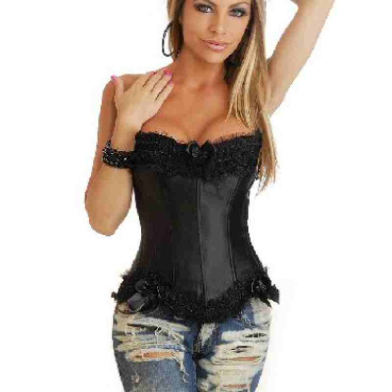 Stropls Sort Burlesque Bows Korset