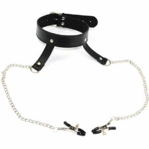 Bondage Halsrem & Brystvorteklemmer