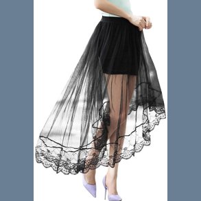 Sort blonde overlay hi-lo nederdel