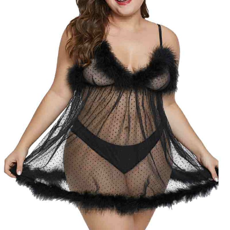Sort Marabou Babydoll