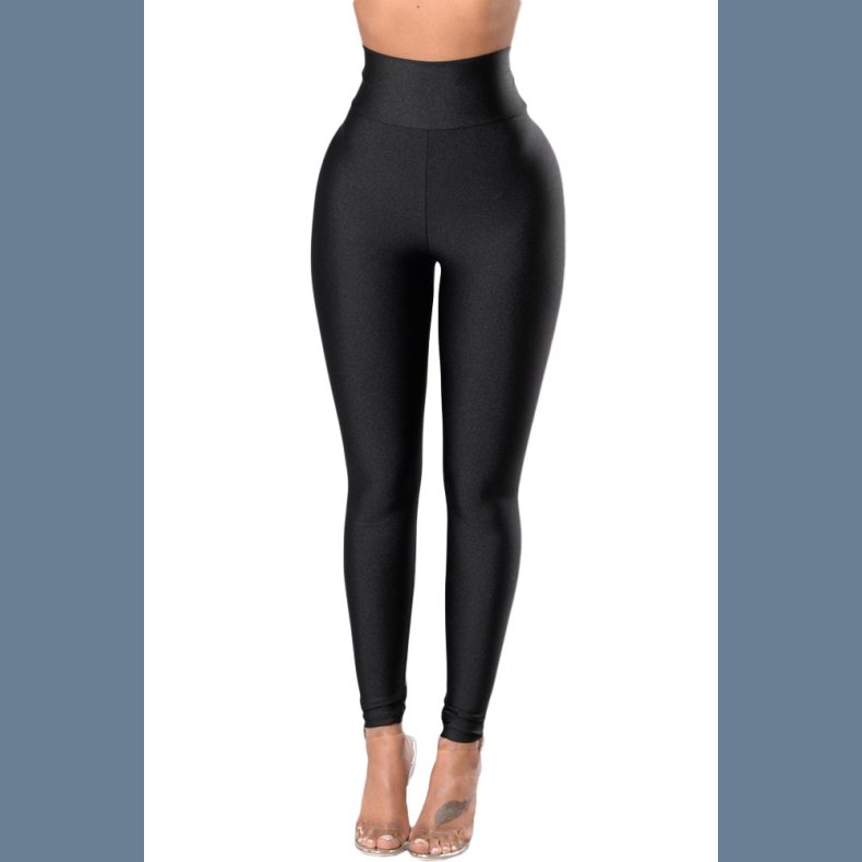 Sort hj talje ttsiddende leggings med bred talje