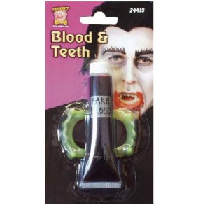 Blod og selvlysende tnder til Halloween og Fastelavn Kostumer