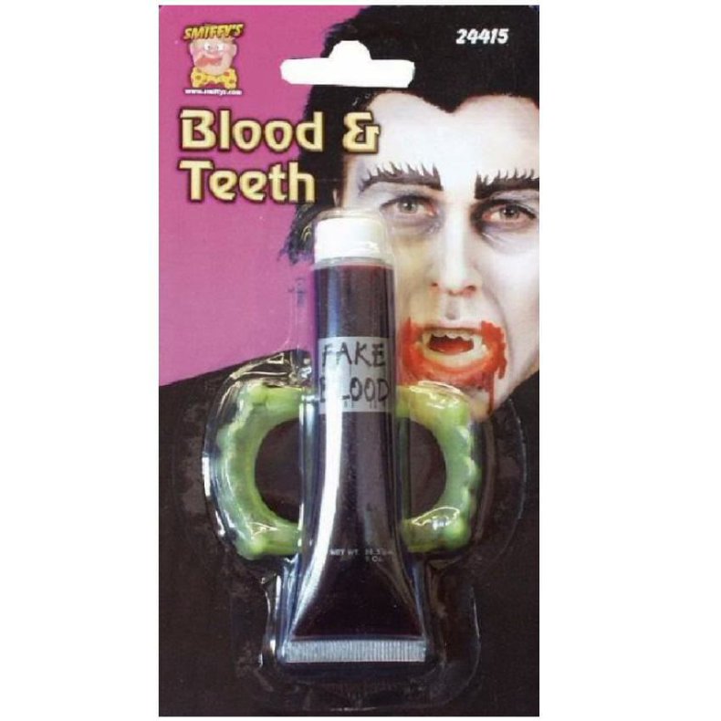 Blod og selvlysende tnder til Halloween og Fastelavn Kostumer