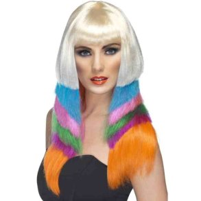 Paryk pink stribet glam