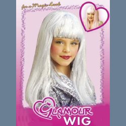 Paryk glamour lang m slvglitter t. brn vlg farv