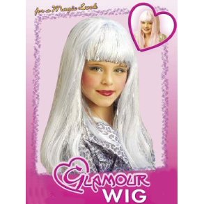 Paryk glamour lang m s�lvglitter t. b�rn v�lg farv