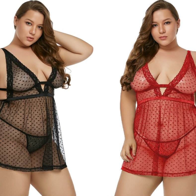 Sort plus strrelse blonder babydoll st